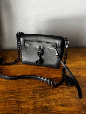 Rebecca Minkoff Black Leather Chain Strap Crossbody Bag